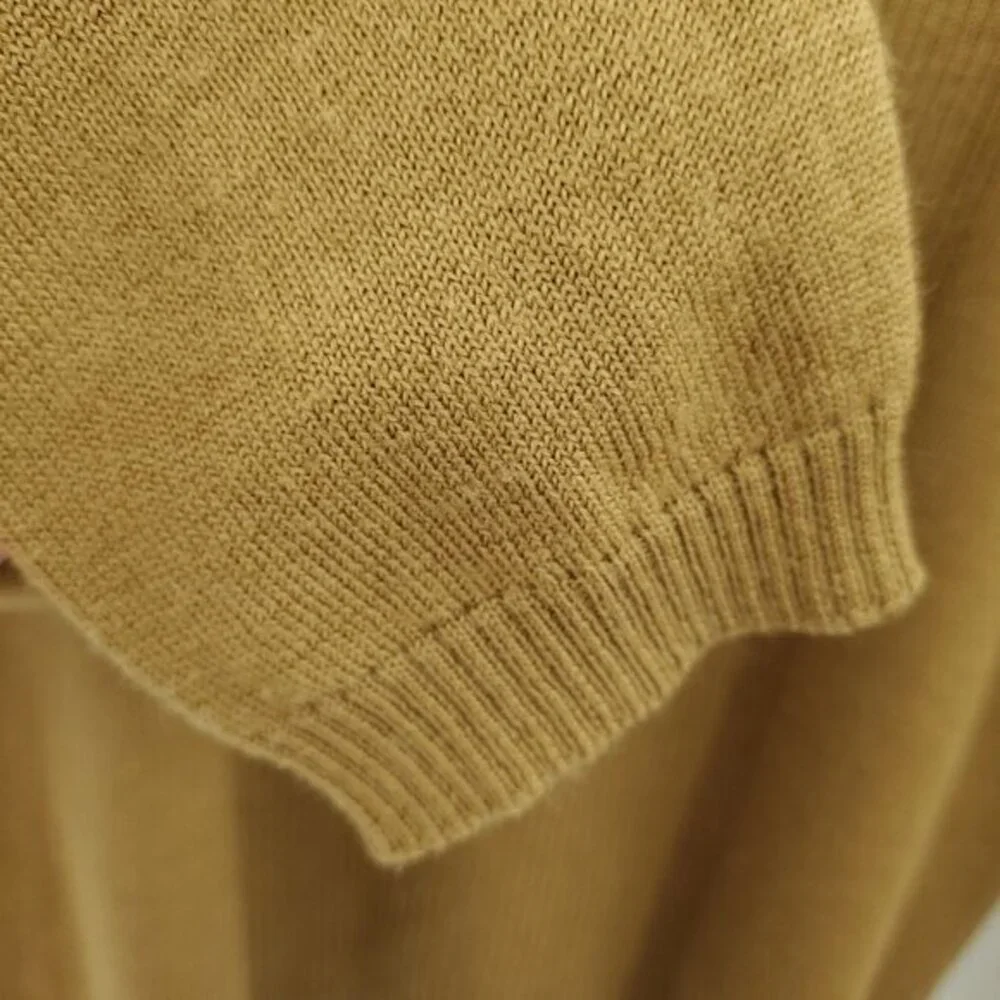 Pendleton 100% Wool Rib-Panel Turtleneck Sweater XL Tan/Camel